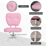 Chaise de bureau sans accoudoirs, fauteuil de bureau, hauteur réglable, pivotant 360°, 46 x 59 x 82-92 cm, rose