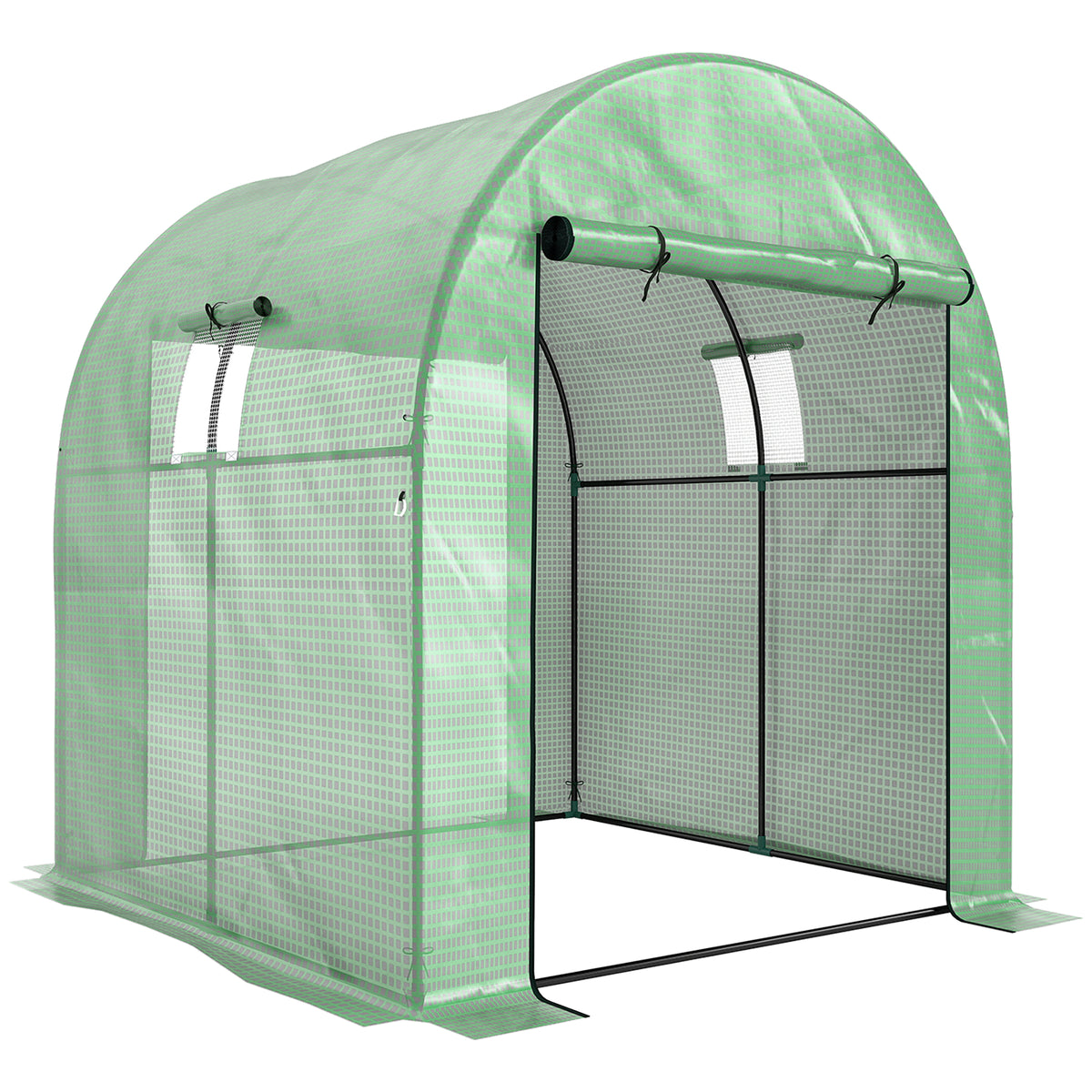Serre de jardin serre tunnel de jardin 3,24m² PE Haute densité 135 g/m², avec 2 portes zippées 180 x 180 x 200 cm, vert