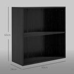 Bibliothèque étagère de rangement avec 2 compartiments et étagère réglable, 60 x 24 x 63 cm, noir