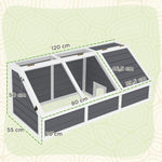 Maison enclos cage pour petit animal tortue en bois avec couvercle ouvrable, loquets, 2 espaces distincts, gris