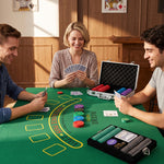 500-Chip Poker Case, 5 Denominations, 2 Decks of Cards, Playing Mat, Dealer Button, Blinds, Aluminum, 31x17x11.5cm, Silver