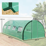 Serre de jardin tunnel serres tunnel 18 m² 8 fenêtres 2 portes articulées toile PE structure en fer galvanisé vert