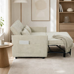 Canapé Convertible 2 Places, Canapé-Lit 3 en 1 Chenille 125 cm avec Dossier Réglable, Assise Large, 2 Oreillers, Crème