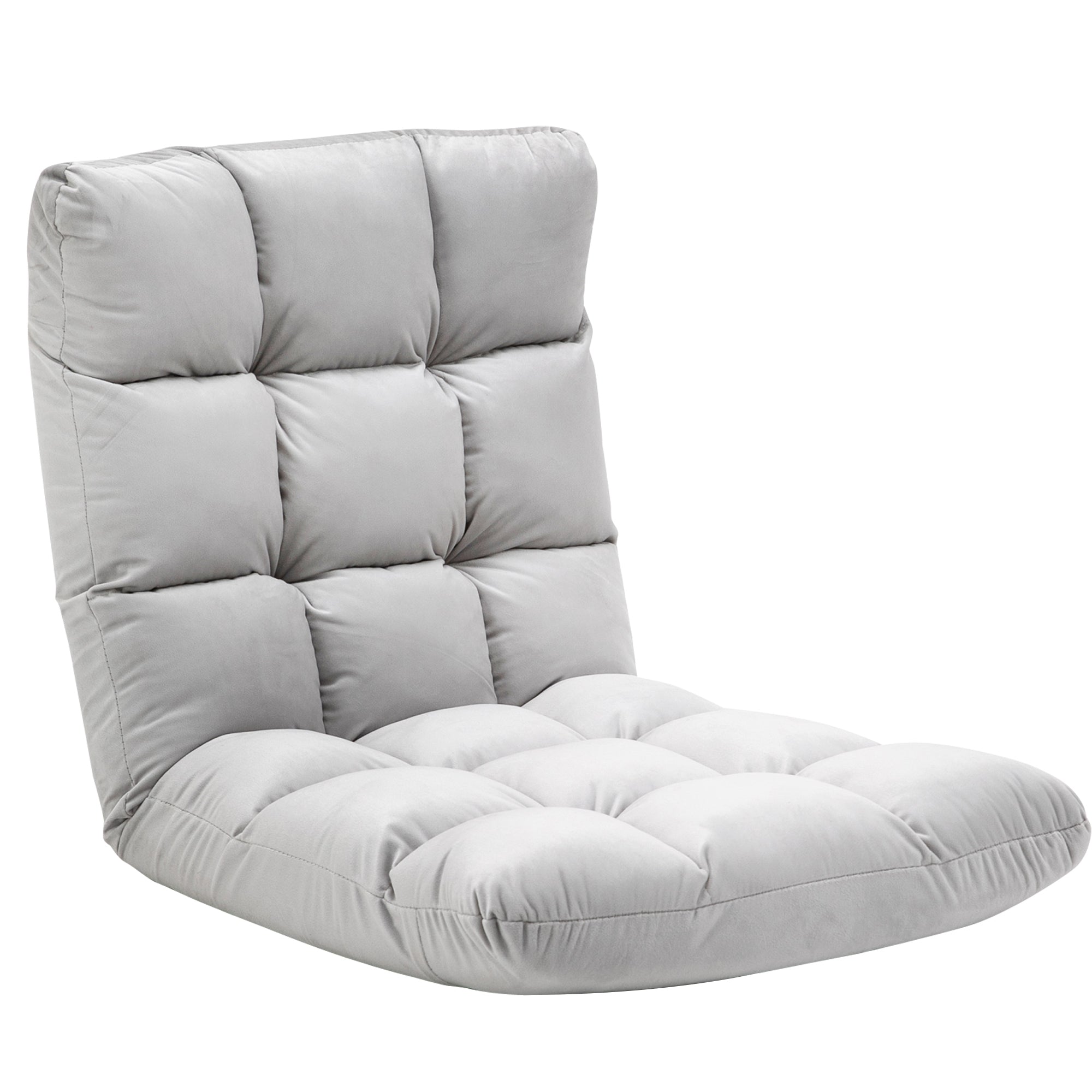 Fauteuil Convertible Fauteuil Paresseux Grand Confort Inclinaison Dossier Multipositions 90°-180° Flanelle Polyester capitonné Gris Clair