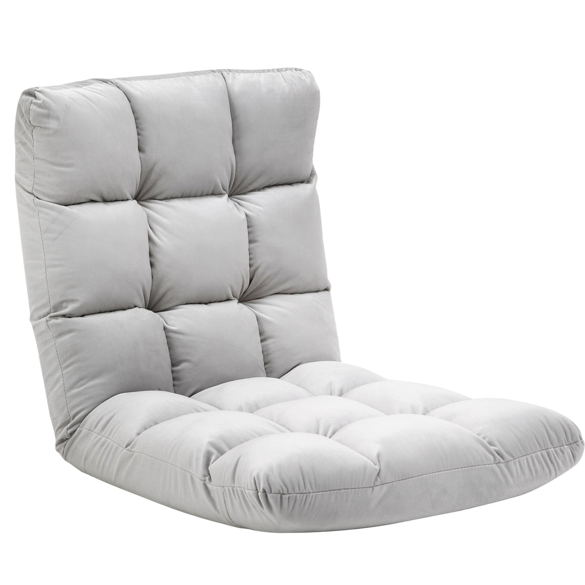 Sillón convertible sillón perezoso gran confort reclinable respaldo multiposiciones 90°-180° franela poliéster acolchado gris claro