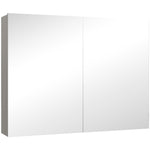 Armoire murale salle de bain avec miroir, meuble salle de bain, double portes et étagères réglables, 80x15x60cm, gris