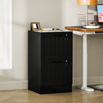 Caisson bureau, meuble rangement bois 2 tiroirs et serrure, barres de suspension réglables, 40 x 40 x 71 cm, noir