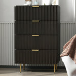 Commode 4 tiroirs commode chambre meuble de rangement moderne avec poignées et pieds dorés, dim. 60 x 40 x 96 cm, noir