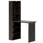 Bureau avec rangement pliable murale rabattable avec bibliothèque poste de travail tableau à craie et étagère réglable