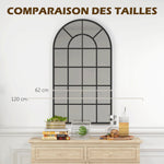 Miroir verrière arche style industriel fenêtre arcade métal 110 x 65 cm noir