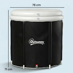 Baignoire à Glace Pliable Gonflable 280 L avec Couvercle et Pompe pour Entraînement à l'Eau Froide, 78x78x71 cm, Noir