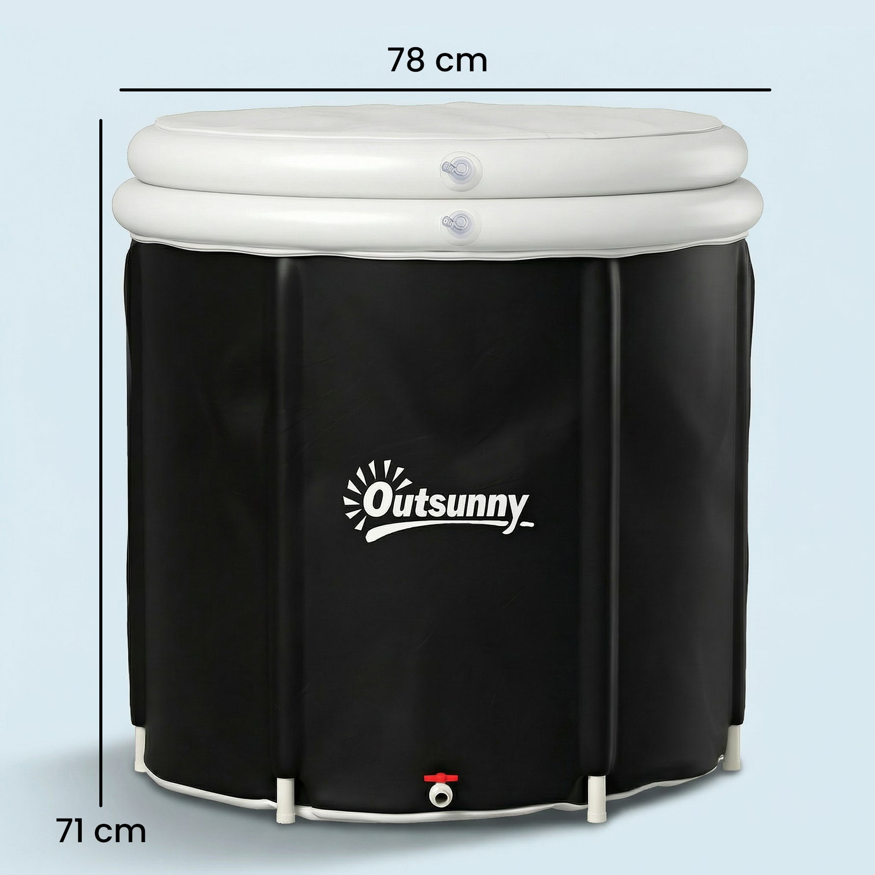 Baignoire à Glace Pliable Gonflable 280 L avec Couvercle et Pompe pour Entraînement à l'Eau Froide, 78x78x71 cm, Noir