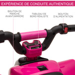 Quad électrique pour enfants 18-36 mois véhicule à batterie 6V avec marche avant et arrière 72 x 40 x 45,5 cm rose