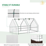 Mini Serre de Jardin mini serre tunnel 180L x 90l x 90H cm toit pointu Acier PE 140 g/m² Anti-UV fenêtres avec