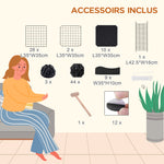 Lot de 2 cages parc enclos pour petits animaux chats visons modulable 3 niveaux 2 portes rampe fil métallique noir