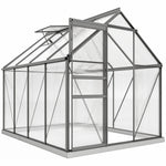 Serre de jardin en polycarbonate 4,8 m²avec fondation, lucarne réglable, porte coulissante 1,9x2,53x1,99m transparent