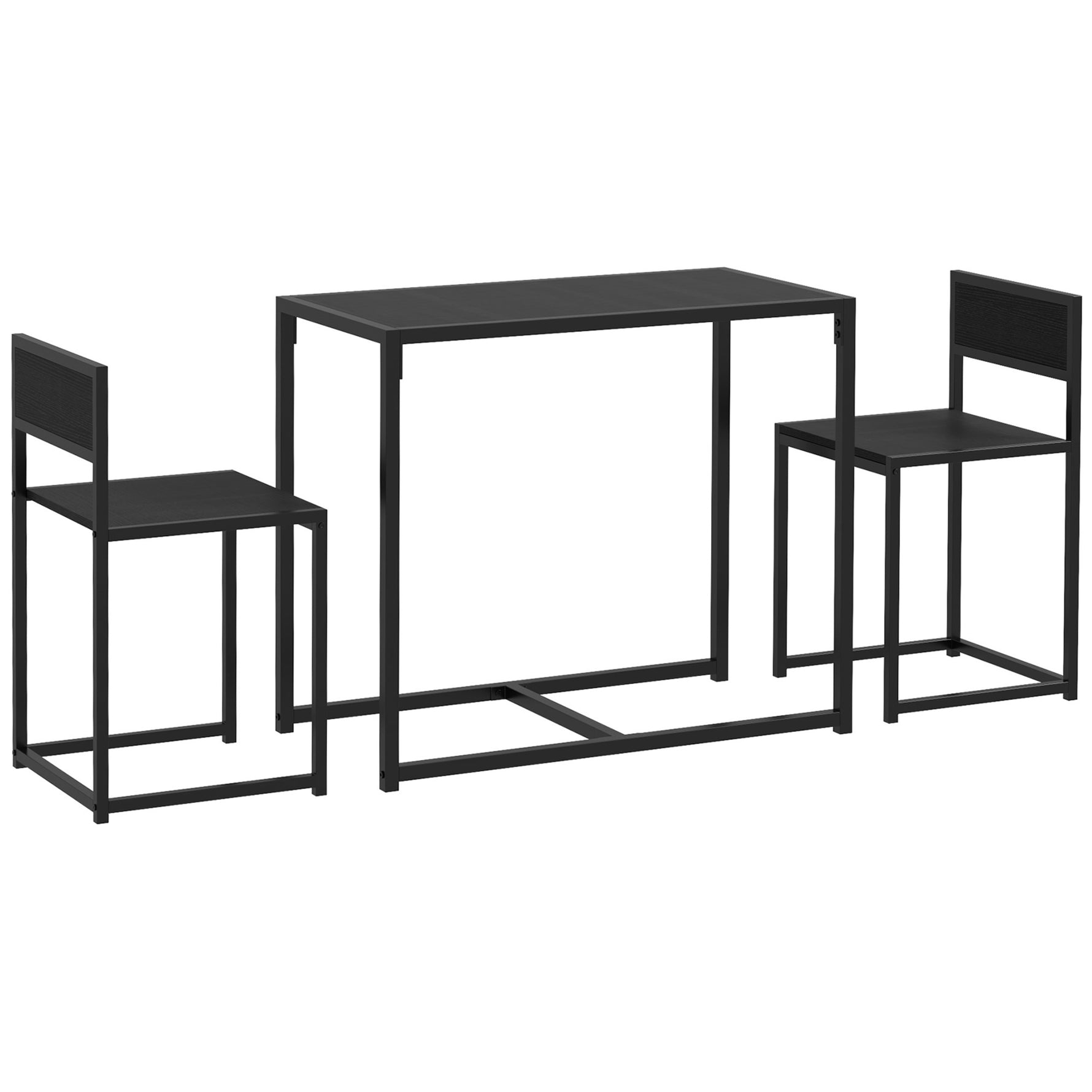 Ensemble table et chaises , table à manger 3 pièces avec 2 chaises encastrables, pour cuisine salon maison, noir