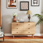 Commode 6 tiroirs meuble de rangement pieds en bois massif 120 x 40 x 80 cm marron clair