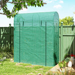 Serre de Jardin, Petite Serre de Balcon en Bâche PE et Châssis Acier, Porte Roulante et Fenêtres 170 x 68 x 200 cm, Vert