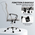 Fauteuil de bureau manager dossier ergonomique hauteur assise réglable pivotant tissu maille 63x65x119109-119cm gris