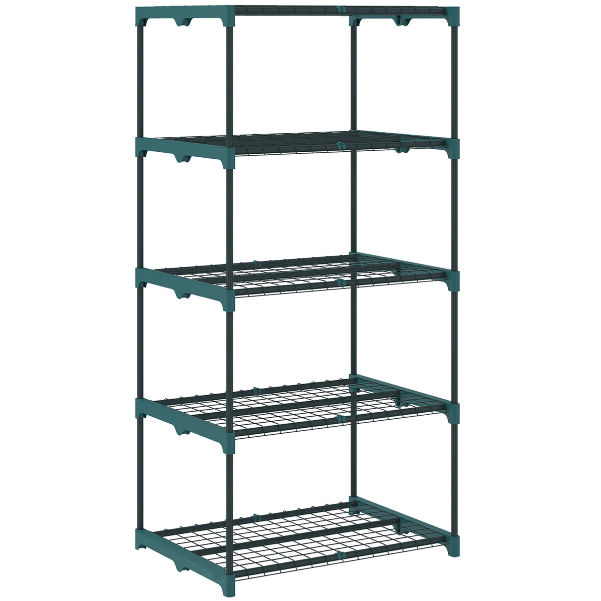 Étagère à fleurs en acier 5 niveaux intérieur et extérieur support de plantes pour jardin balcon salon 67x49x138cm vert