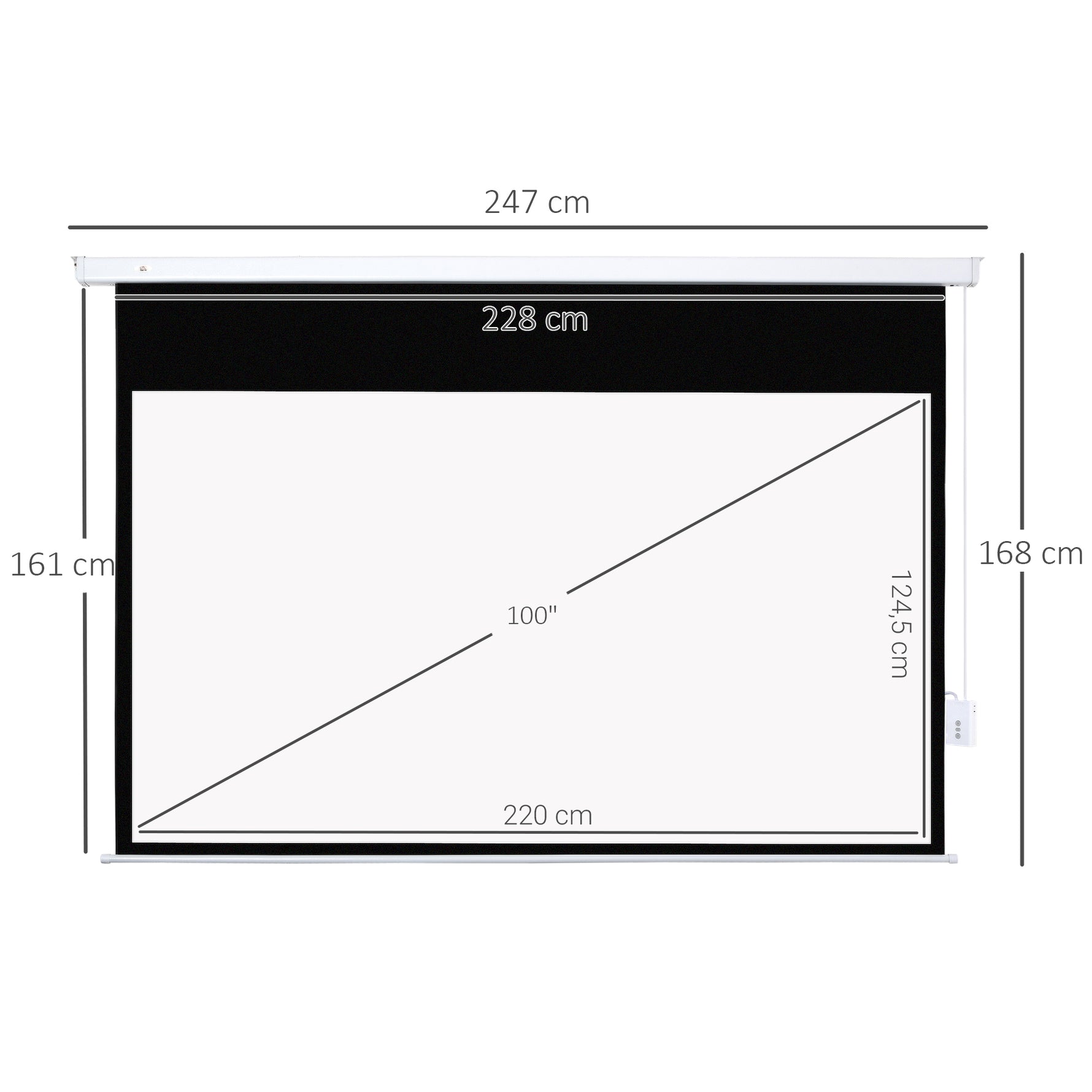 Écran vidéoprojecteur 100 Pouces, 16:9 4K HD écran de projection motorisé et électrique, écran de projection tv et home cinéma, montage mural ou plafond, panneau de commande et télécommande