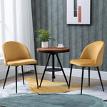 Lot de 2 chaises salle à manger chaise de cuisine scandinave chaise en velours rembourrée avec pieds effilés en métal, pour salon, salle à manger, jaune