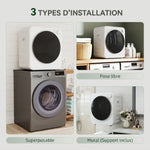 Sèche-linge à évacuation portable 2,5 Kg, sèche-linge électrique 400/800 W, 5 modes de séchage, 48 x 44 x 57 cm, blanc