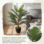 Plante artificielle intérieure 90 cm fougère arbre artificiel en pot avec branches flexibles, intérieure et extérieure