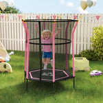 Trampoline pour enfant 1,22 x 1,11 x 1,9 m filet de sécurité porte zippée 6 poteaux rembourrés inclus rose noir