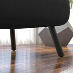 Fauteuil convertible 4 en 1 lit 1 place dossier 5 positions, accoudoirs en bois et coussin, tissu effet velours, noir