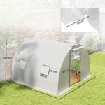 Serra da giardino a tunnel 9 m², 4 finestre, porta avvolgibile con cerniera, telaio in acciaio zincato, telo in PE 3 x 3 x 2 m bianco