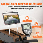 Rameur à Eau Rameur Appartement Pliable Double Rail Aluminium Capacité 158kg Connexion Bluetooth 182x42x67cm Chêne-6