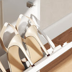 Meuble à chaussures 9 paires, armoire à chaussures étroite, 3 tiroirs rabattables et portes miroirs, 65x17x114,5cm blanc