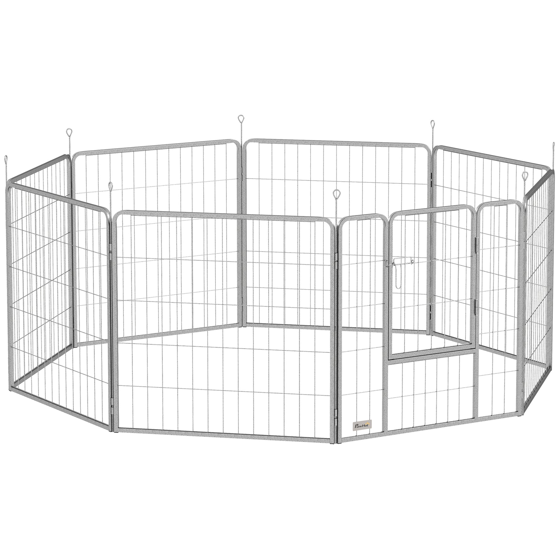 Parc pour chien enclos chien 8 panneaux modulable pliable acier avec porte pour chiot intérieur extérieur 80H cm argent