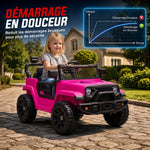 Elektro-Kinderauto 12V, Elektro-Buggy für Kinder, 2-4 km/h, 2 Motoren, Fernbedienung, Lithium-Akku, Rosa