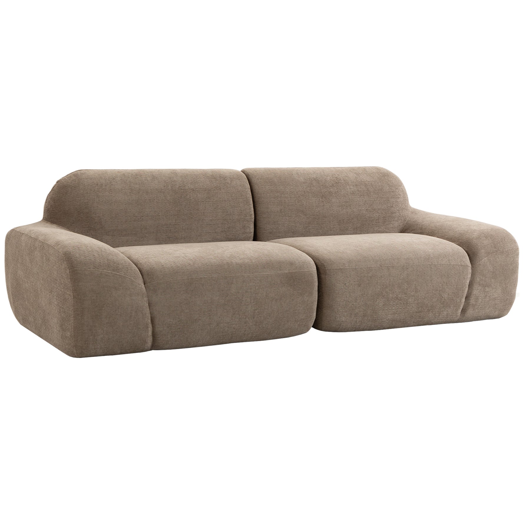 Canapé 3 Places en Chenille 244 cm, Canapé Salon Moderne, Assise et Accoudoirs Larges, Ressorts Ensachés, Marron Clair