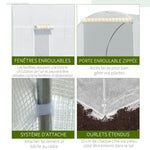 Serre tunnel de jardin 9m², serre de jardin tunnel avec porte et 6 fenêtres, bâche PE 140 g/m² 445 x 200 x 200 cm blanc