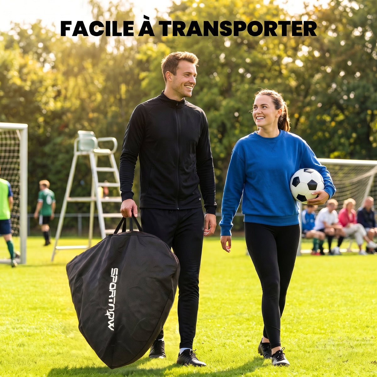 But de football Pop-up Portable et Pliable avec 4 Piquets de Sol et Sac de Transport, Sans Montage, 150x110x110cm, Jaune
