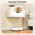 Lot de 2 tables de chevet murales tables de nuit suspendues tiroir plateau aspect bois dim. 40L x 30l x 19,5H cm