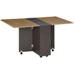 Table de salle à manger pliante sur roulettes avec rangement 2 tiroirs et 1 placard 76 x 140 x 74 cm