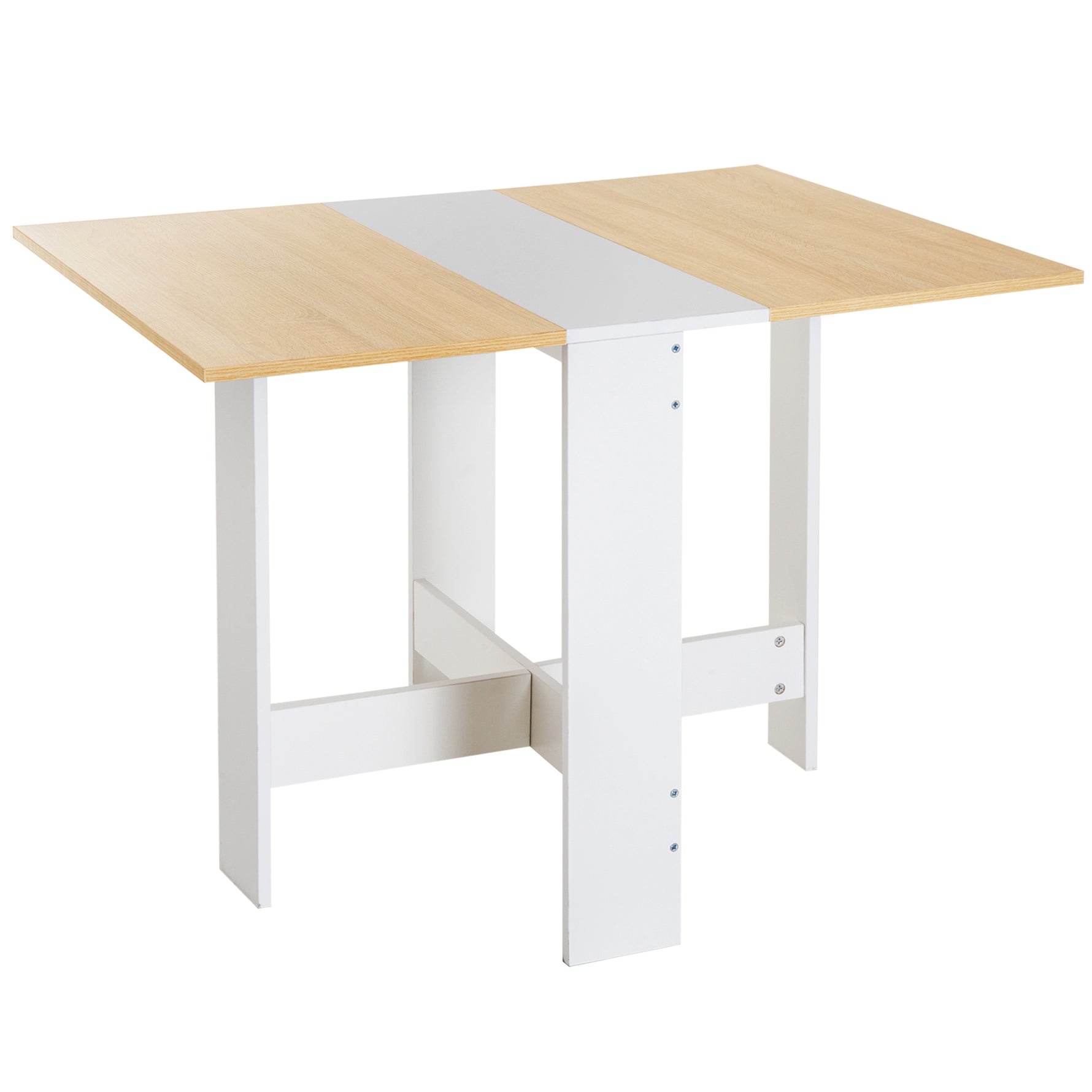 Table de cuisine pliable 103L x 76l x 74H cm en bois bicolore chêne blanc