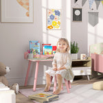 Ensemble table et chaise enfant table pour enfant avec chaise avec porte-livres motifs d'ours pour enfants 3-8 ans rose