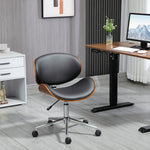 Chaise de bureau design vintage hauteur réglable pivotant 360° bois peuplier revêtement synthétique 53 x 53 x 77-87 cm