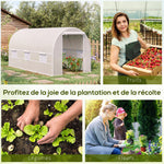 Serra a tunnel da giardino 8m², serra a tunnel con porta e 6 finestre, telo in PE 140 g/m² 400 x 200 x 200 cm bianco