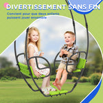 Balançoire pour enfants structure en métal avec poignée pour 2 enfants de 3 à 6 ans 110,5 x 40,5 x 180 cm vert