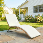 Bain de soleil en résine tressée transat de jardin design en S courbe naturelle structure robuste acier coussin crème