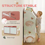 Meuble rangement enfant, bibliothèque enfants avec étagères ouvertes et 2 tiroirs en tissu, MDF, rose