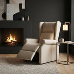 Fauteuil releveur inclinable avec Repose-Pied Fauteuil de Relaxation électrique Ajustable Lin Crème