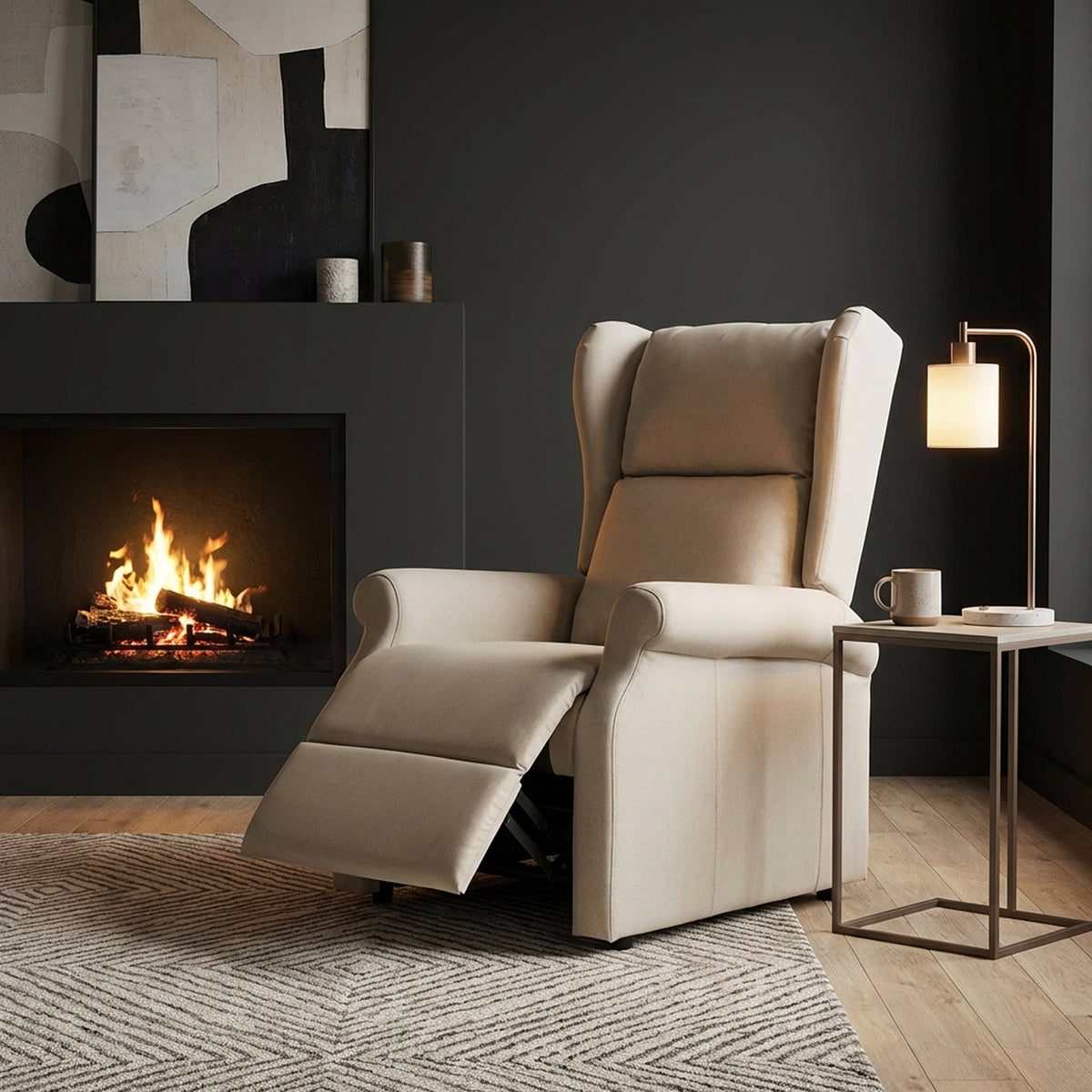 Fauteuil releveur inclinable avec Repose-Pied Fauteuil de Relaxation électrique Ajustable Lin Crème